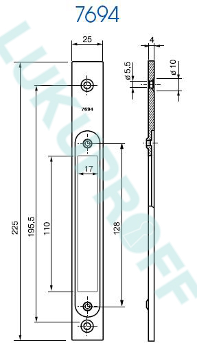 ESIPLAADI PIKENDUSRAUD ABLOY 7694 ZN/CR